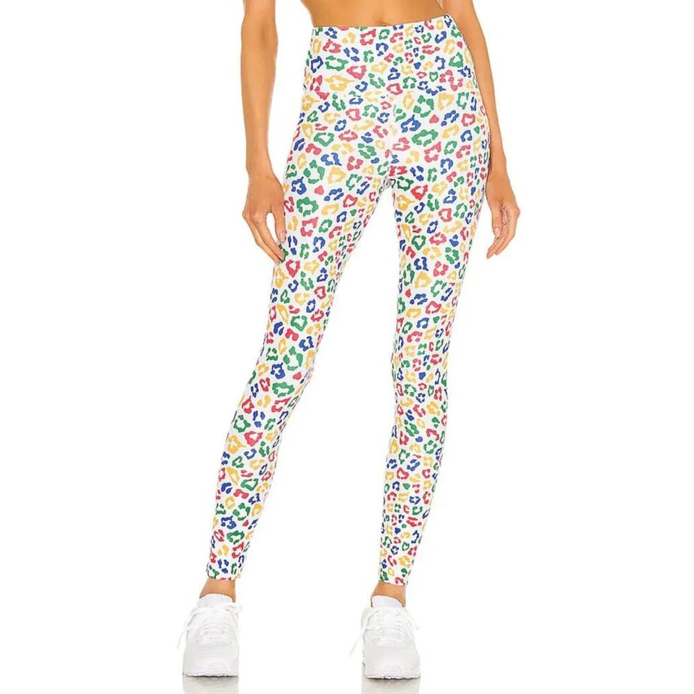 Beach Riot L Ayla High-Rise Legging Primary Leopard Workout Gym Crop Yoga Ribbed
